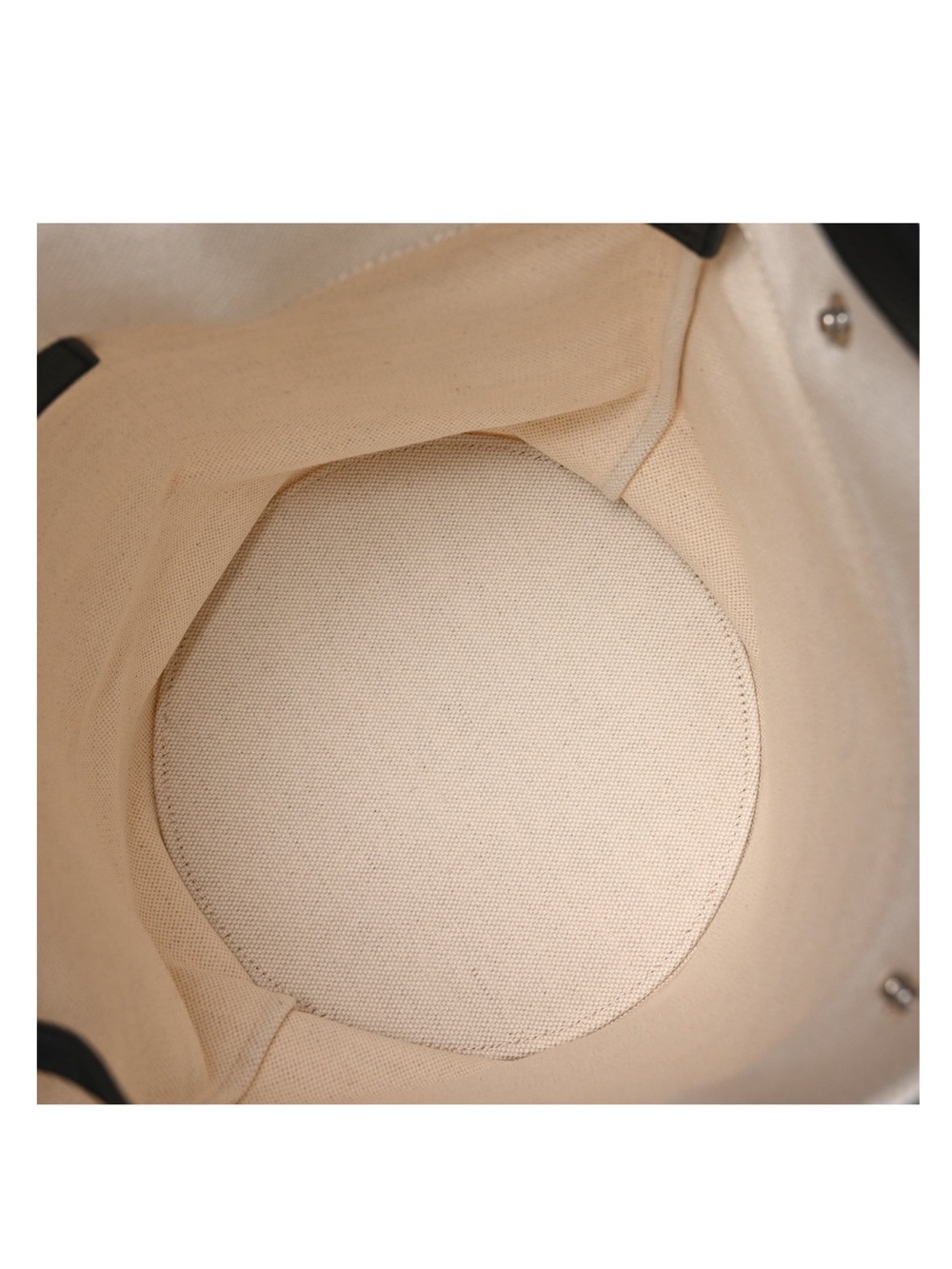 SAINT LAURENT RIVE GAUCHE CANVAS BUCKET BAG W/ LEATHER ZIP POUCH - IVORY/BLACK - Picture 5 of 10